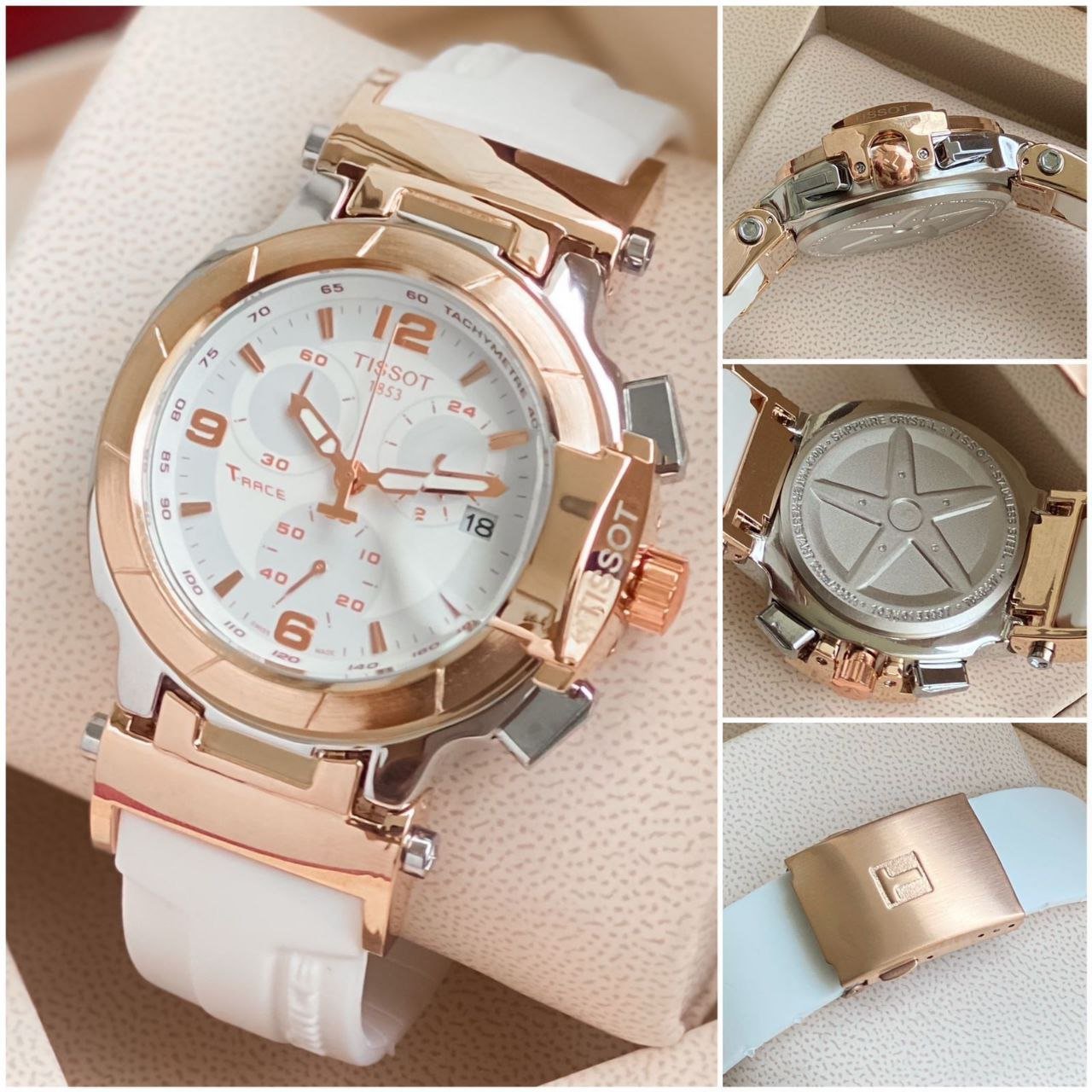 Tissot T-Race Chronograph (White Dial with Rose-Gold PVD Bezel and White Rubber Strap Edition) Gallery