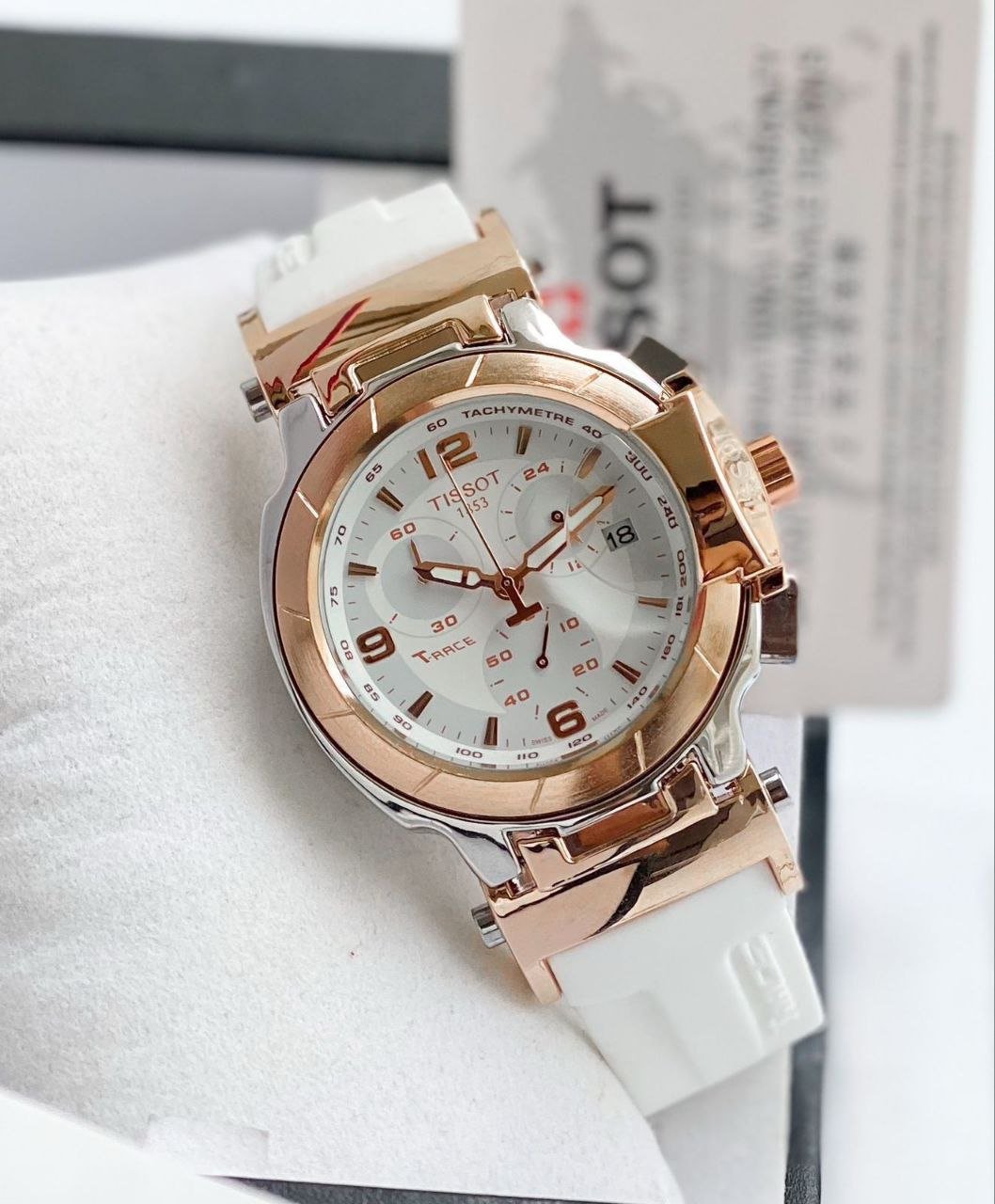 Tissot T-Race Chronograph (White Dial with Rose-Gold PVD Bezel and White Rubber Strap Edition) Gallery