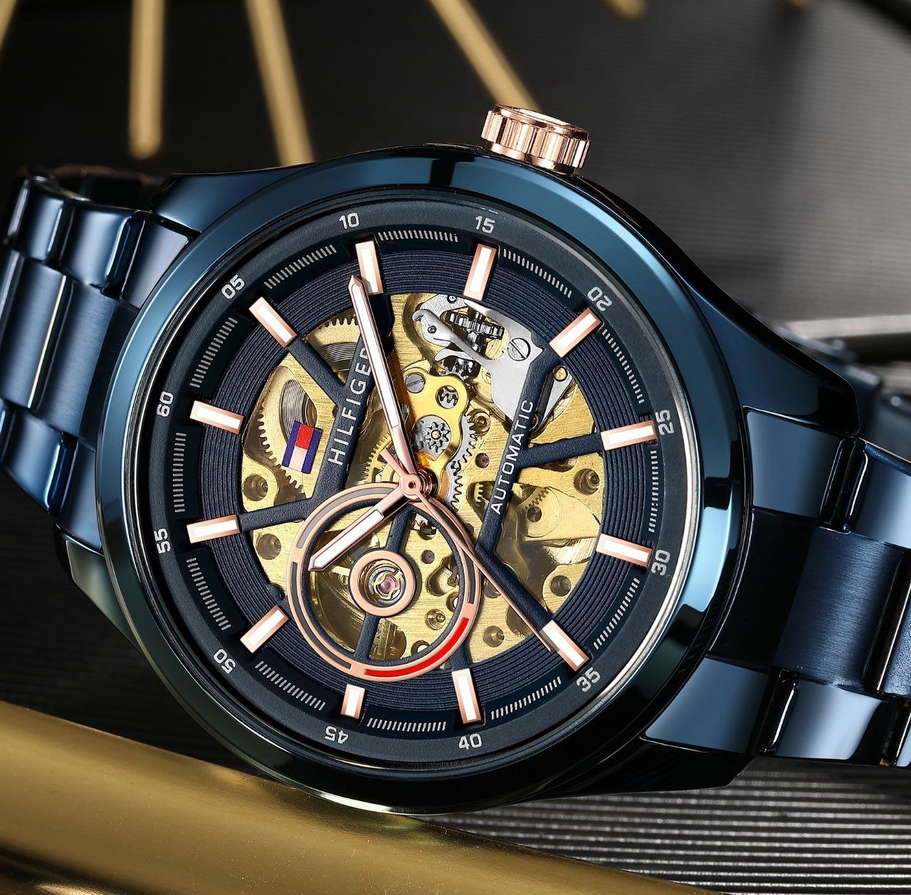 Tommy Hilfiger Automatic Skeleton Metal Strap Watch (Master Copy/Replica Edition) Gallery