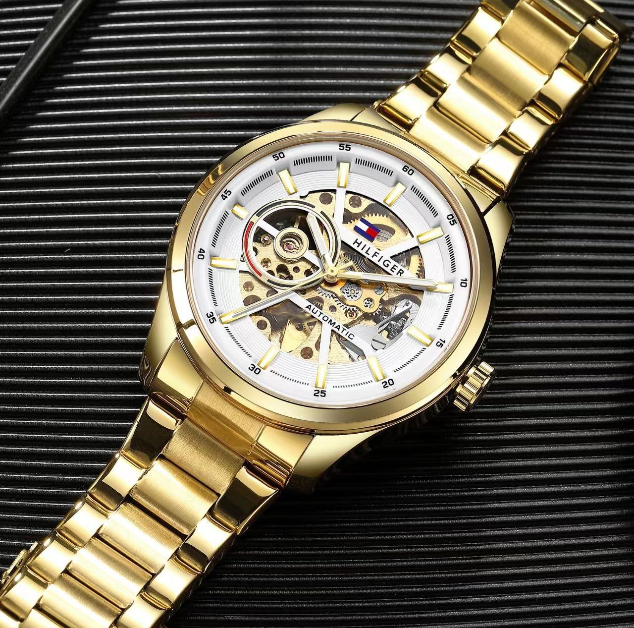 Tommy Hilfiger Automatic Skeleton Metal Strap Watch (Master Copy/Replica Edition) Gallery