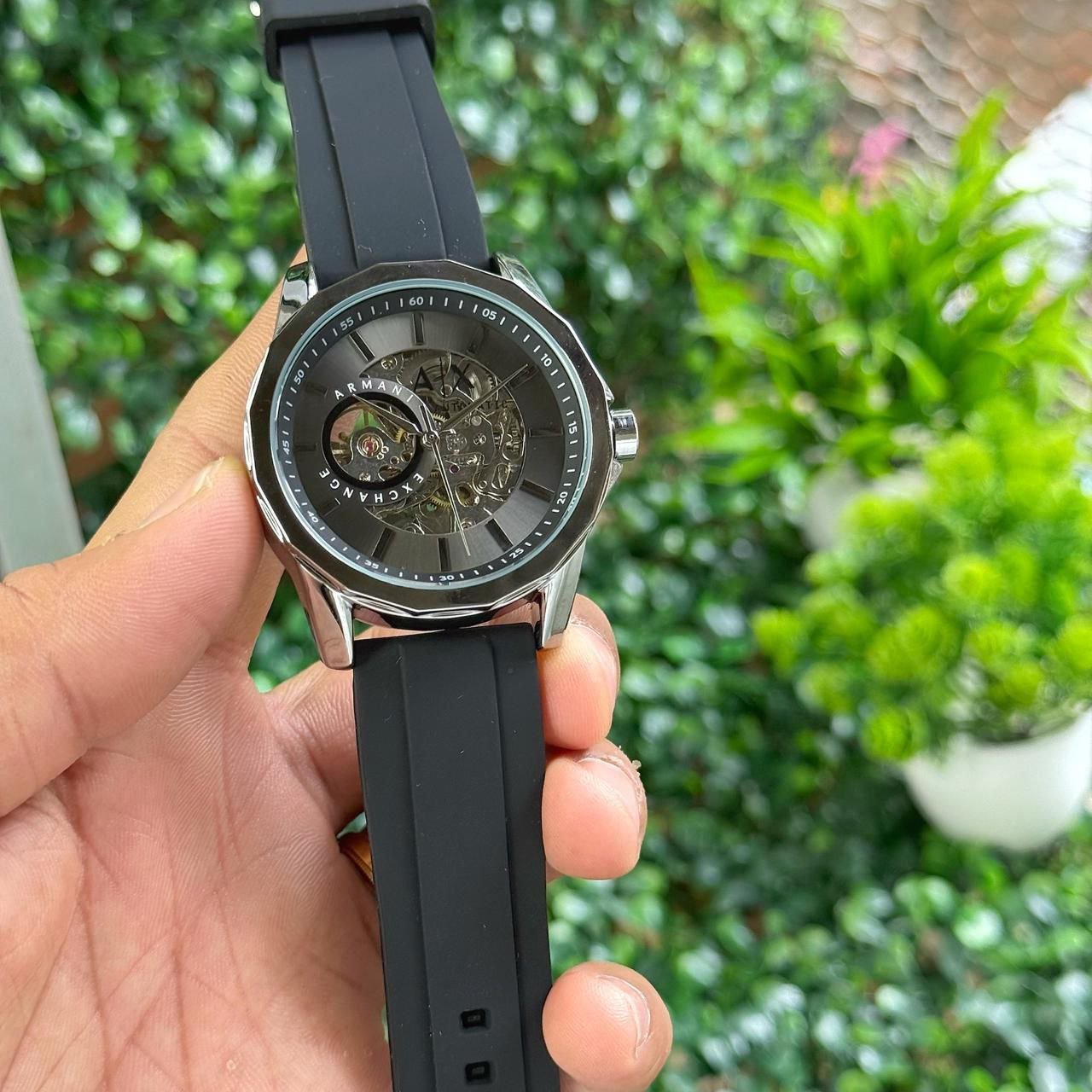 Armani Exchange-Inspired Open-Heart Silicon Strap Fashion Watch (Master Copy/Replica Design)