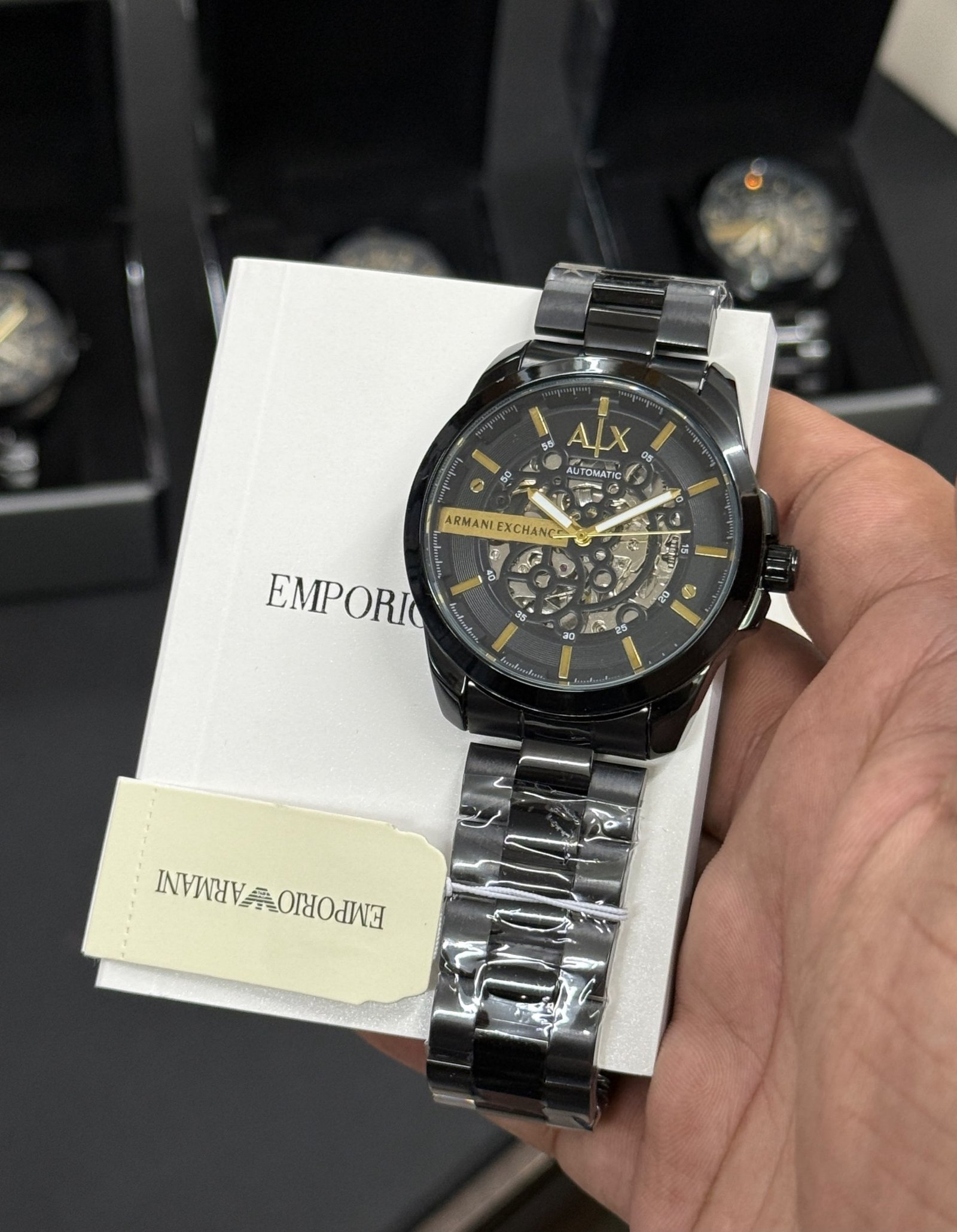 Armani Exchange (A|X) Skeleton Automatic Black Dial Men's Watch