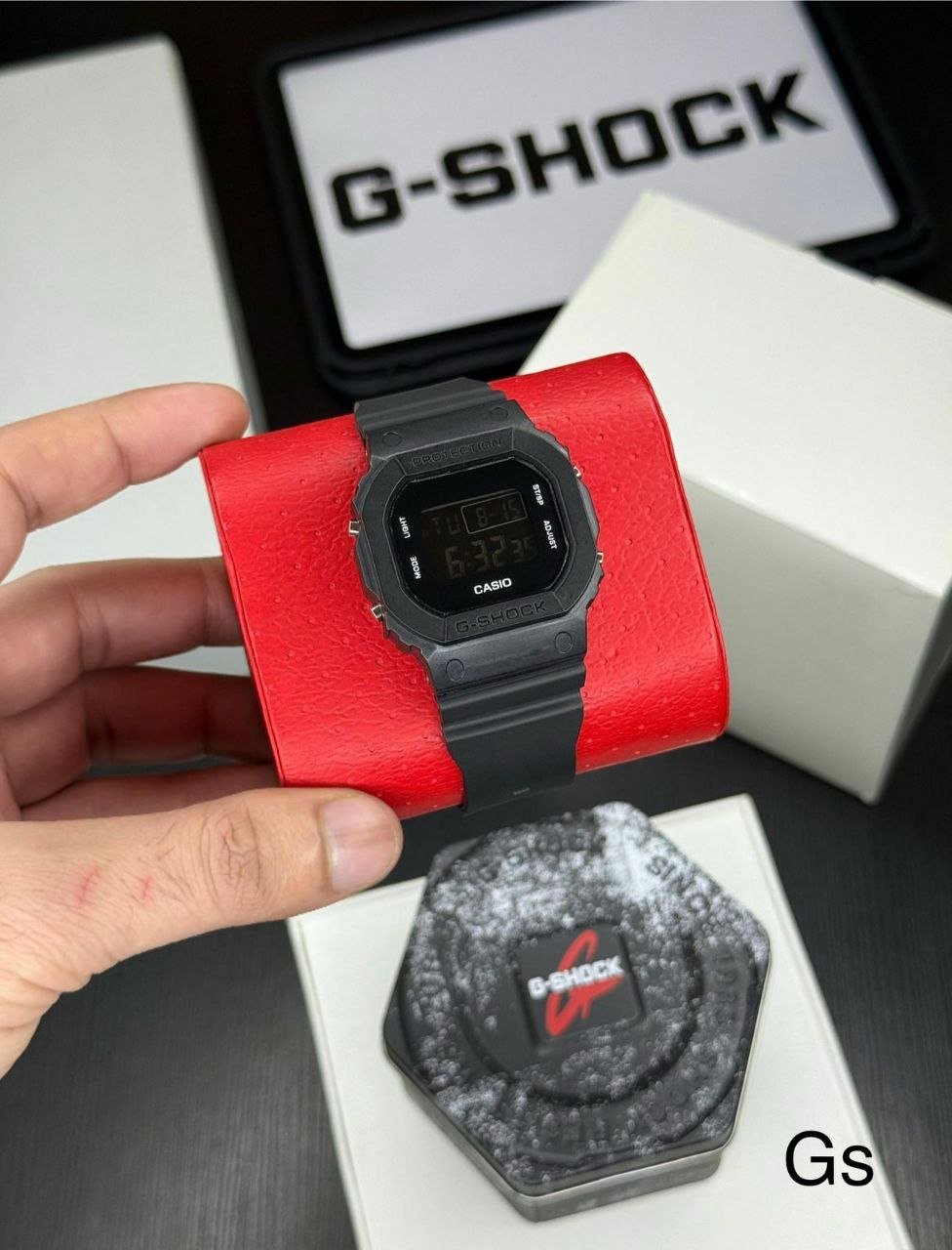 Casio G-Shock "Stealth" Square Series (Matte Black Resin Case with Negative Digital Display and Black Resin Strap)