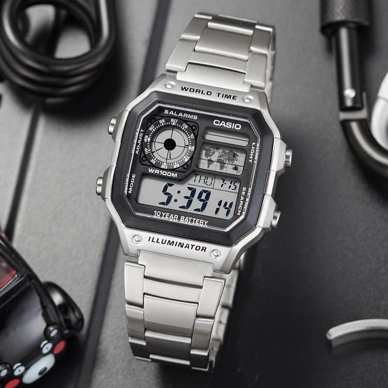 Casio "Royale" Youth Digital Stainless Steel Watch