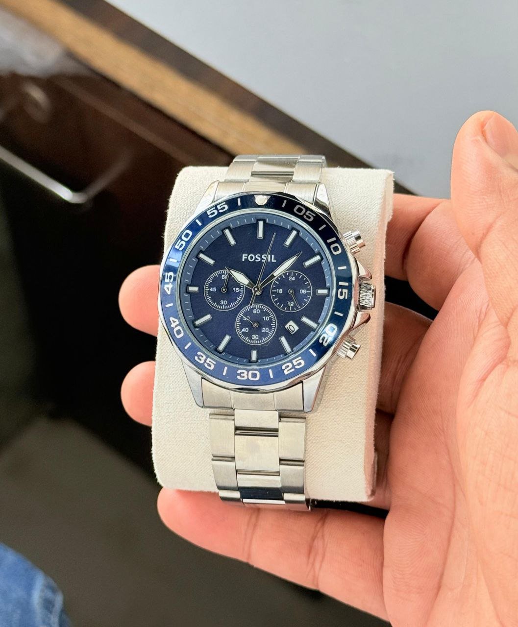 Fossil Decker Chronograph (Stainless Steel Case with Blue Dial and Matching Stainless Steel Link Bracelet) — Model