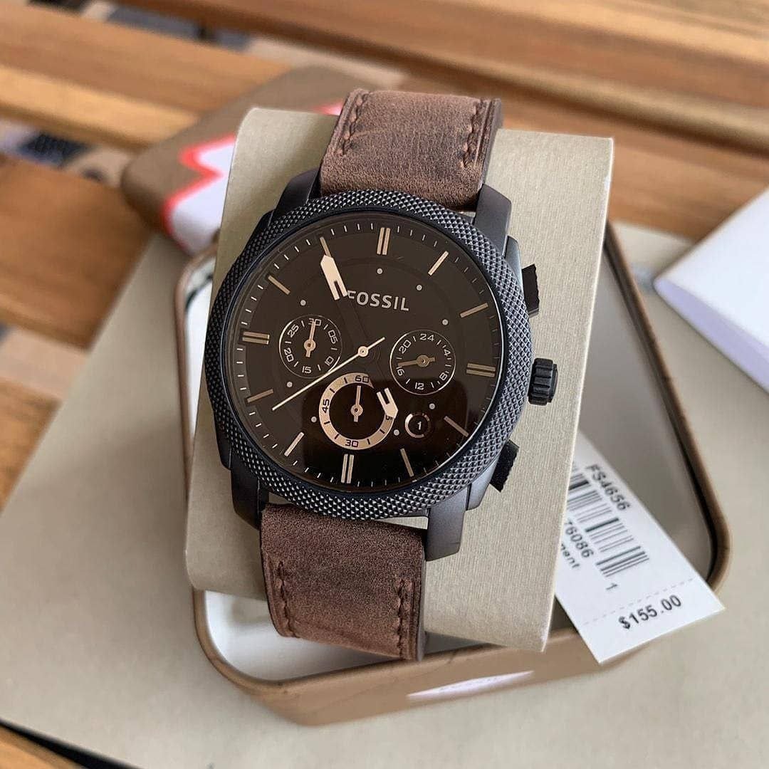 Fossil Machine Chronograph Dark Brown Leather Strap Men's Watch