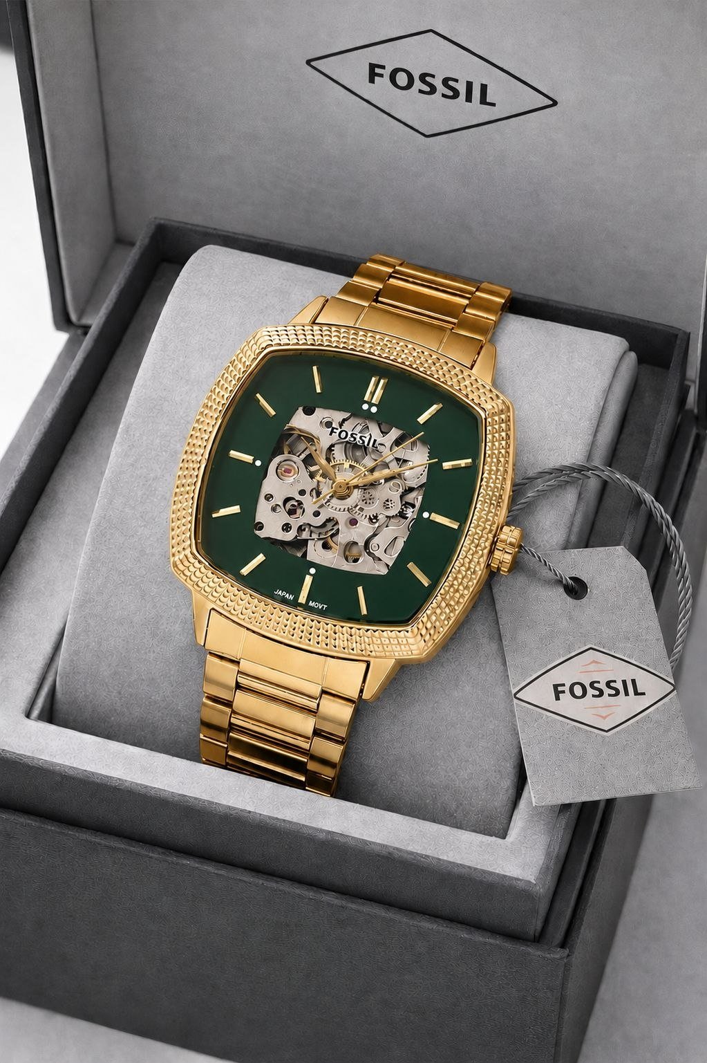 Fossil Square Automatic / Semi-Skeleton Stainless Steel Watch Collection (Master Copy/Replica or Original Variant)