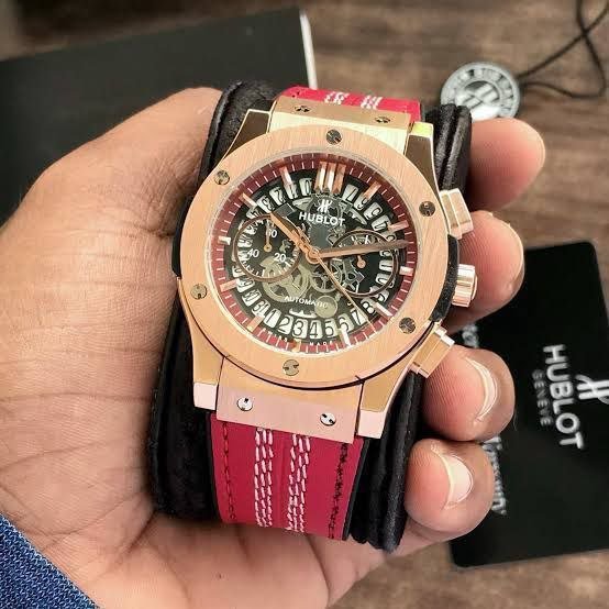 Hublot Classic Fusion Chronograph Cricket Edition (Rose Gold-Plated Case with Skeleton Dial and Custom Cricket-Seam Red Leather Strap)
