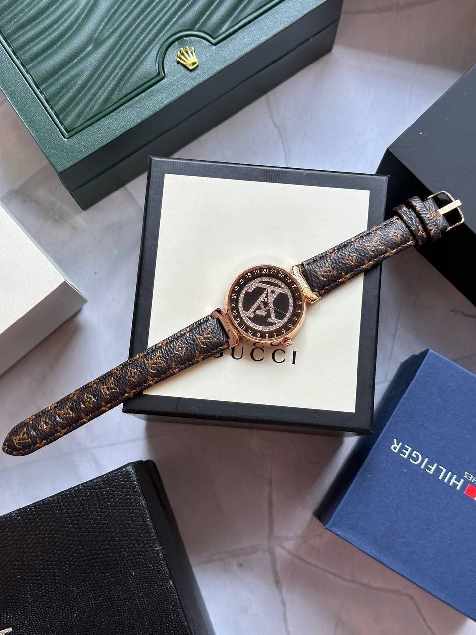 Louis Vuitton Monogram & Interlocking-G Fashion Hybrid Watch