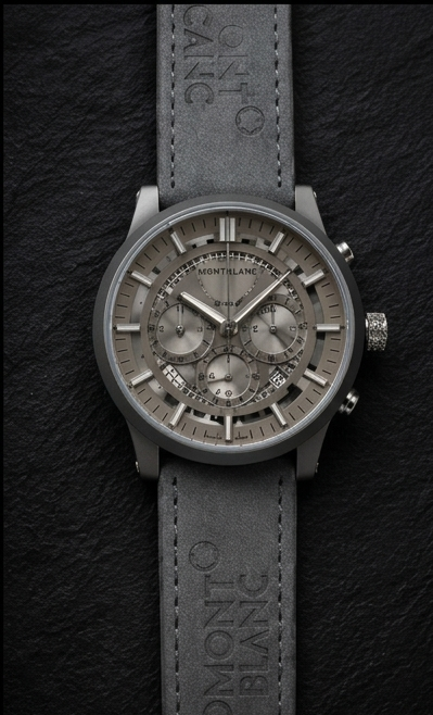 Montblanc Grey Dial Chronograph with Embossed Leather Strap