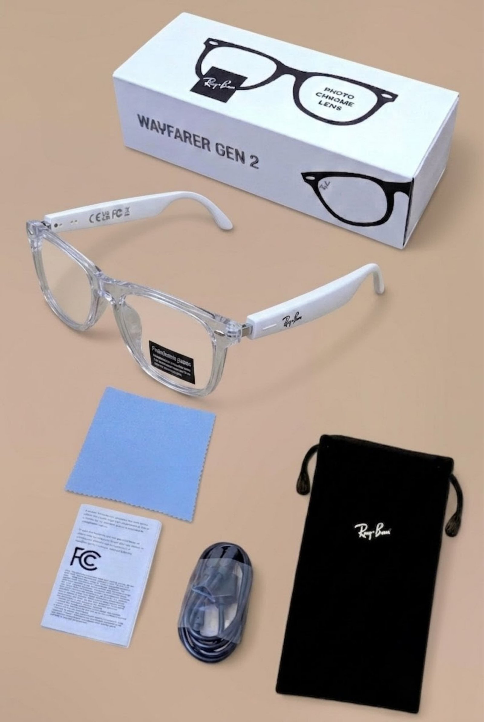 Ray-Ban Meta Wayfarer (Gen 2) Smart Glasses (Photochromic / Transparent Frame Edition)