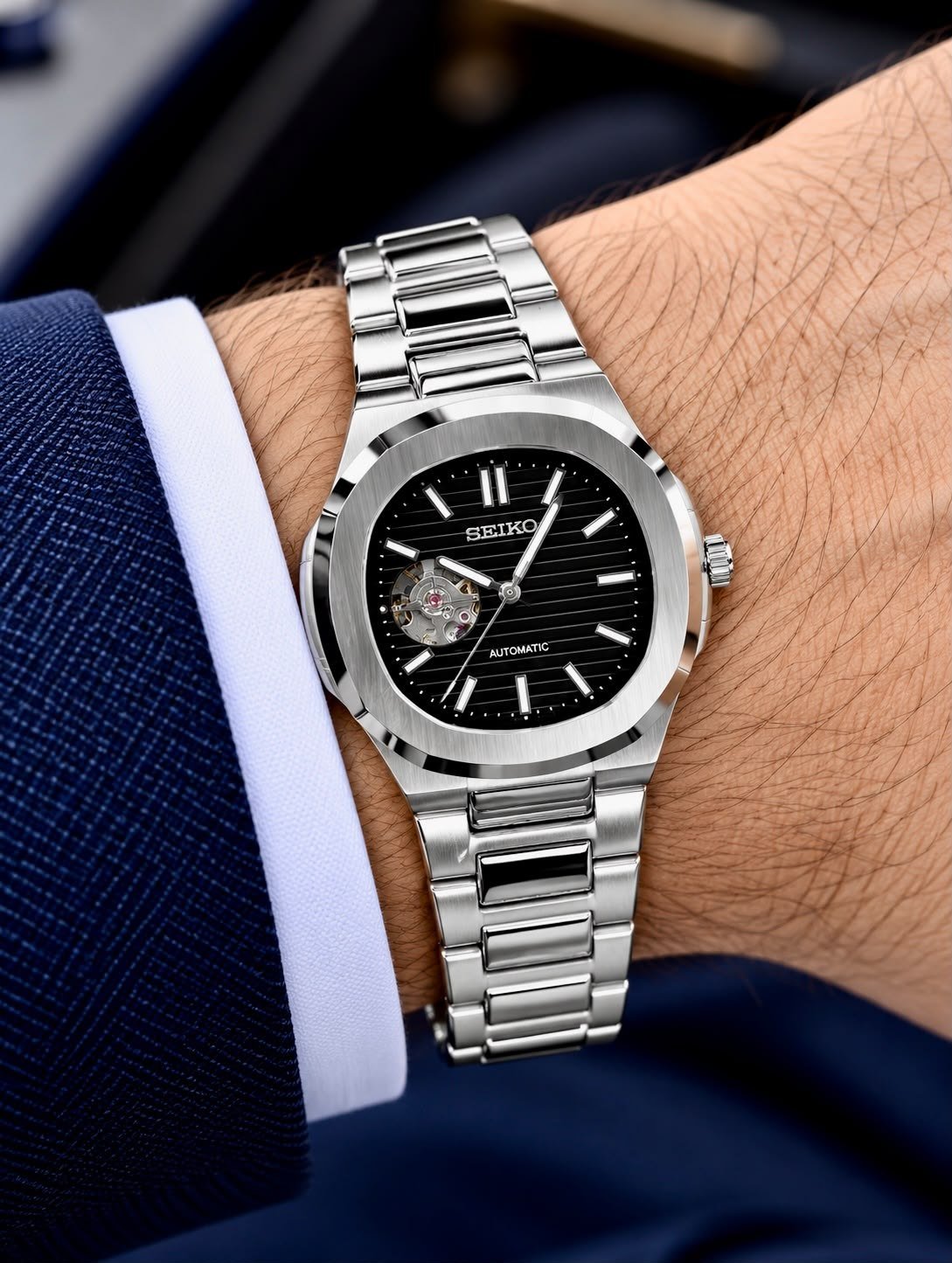 Seiko MOD "Seikonaut / Nautilus" Open Heart Automatic Custom Series