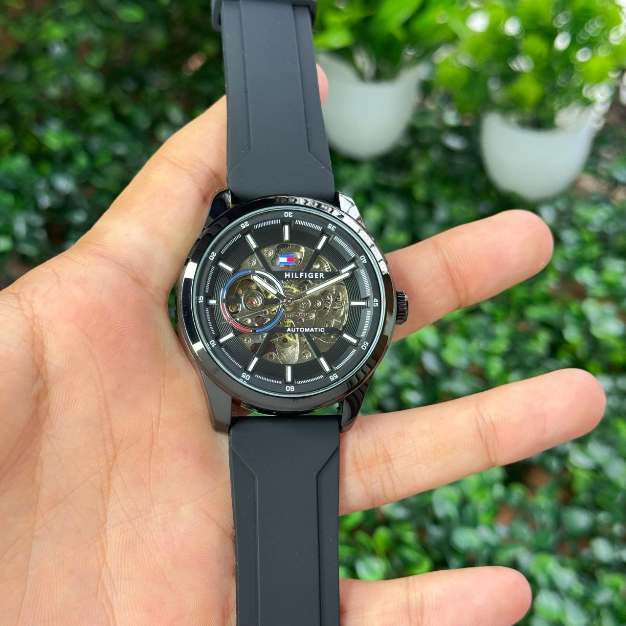 Tommy Hilfiger Automatic Skeleton Rubber Strap Watch (Master Copy/Replica Edition