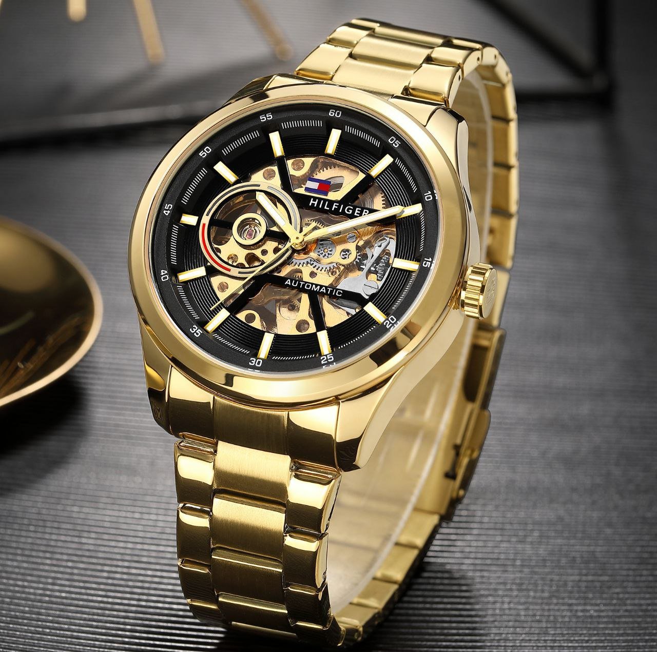 Tommy Hilfiger Automatic Skeleton Metal Strap Watch (Master Copy/Replica Edition)